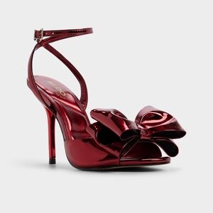 Aldo Tinsletta Crimson Patent Leather Heeled Sandal
